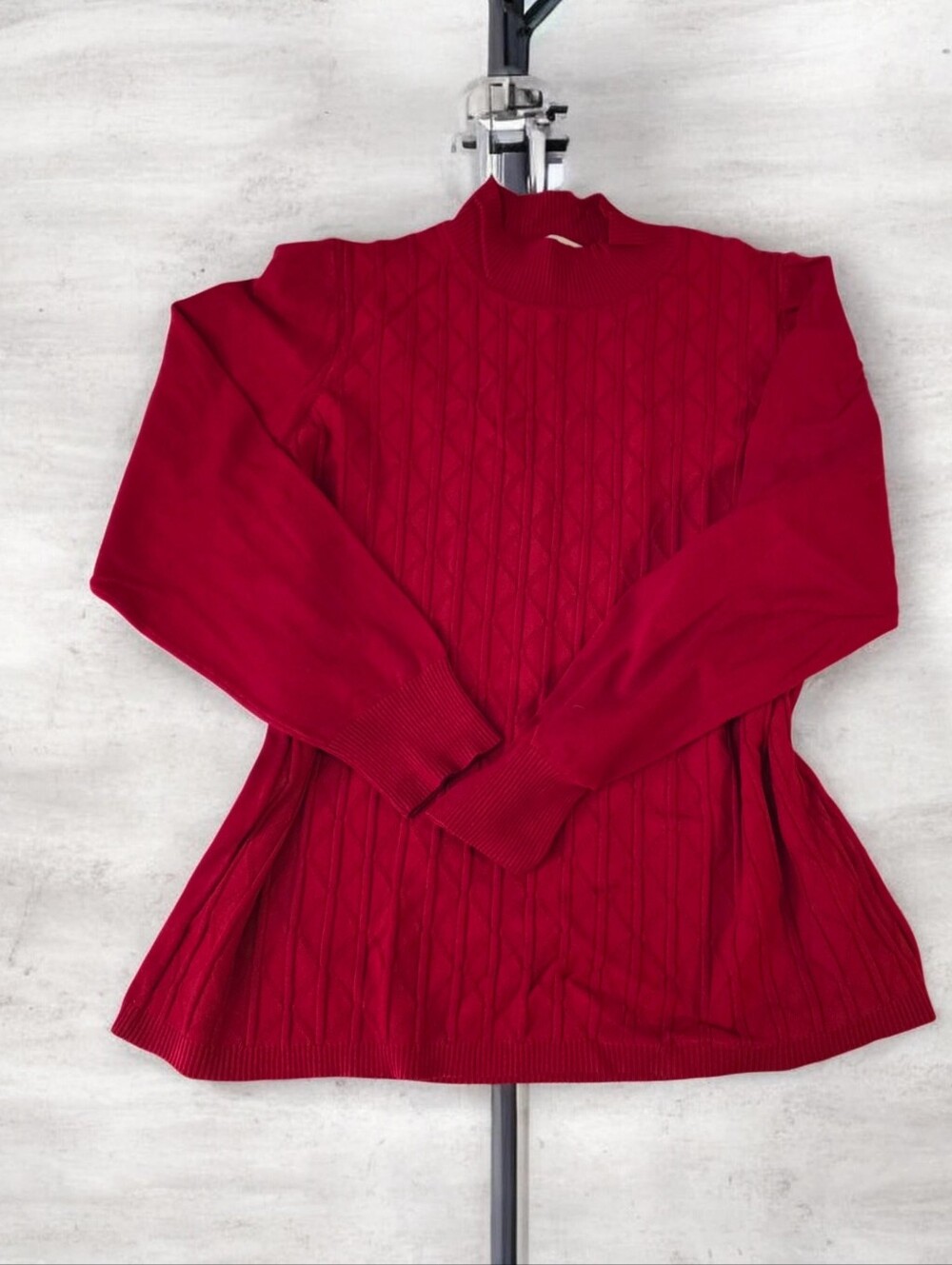 TanJay Bright Red Ribbed Mock Neck Sweater - Size XL